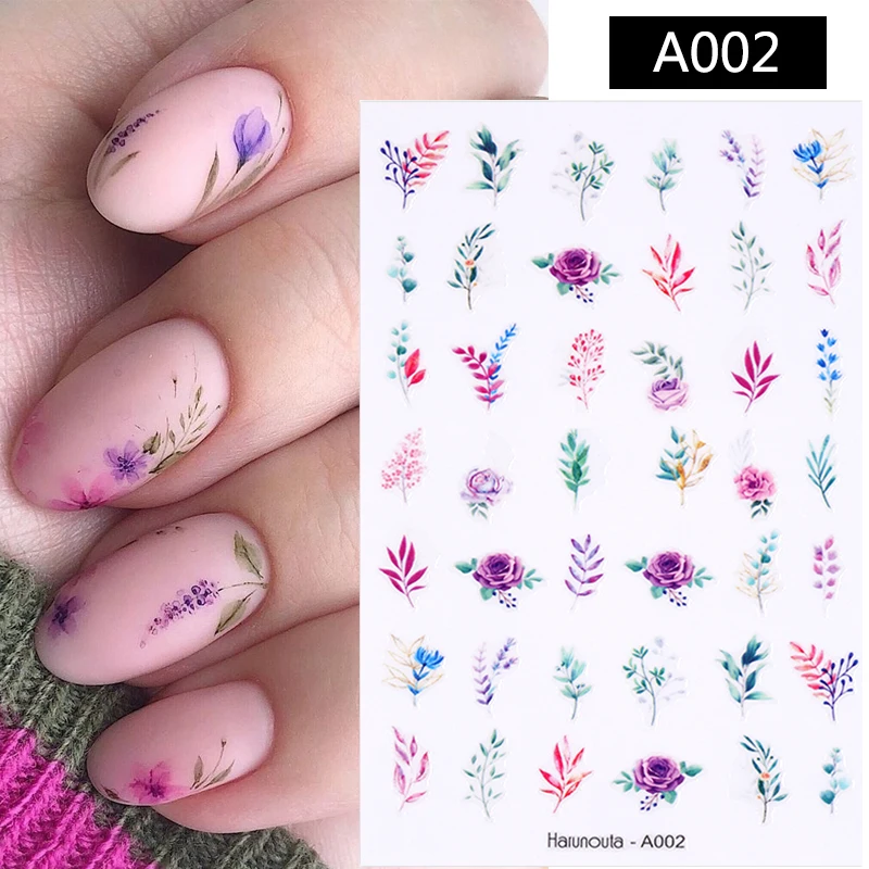 

Spring Abstract Stripe Lines Rendering 3D Nail Sticker Flower Leaves Sliders Transfer Decals For Nails DIY Design Decoration