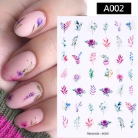 spring abstract stripe lines rendering 3d nail sticker flower leaves sliders transfer decals for nails diy design decoration