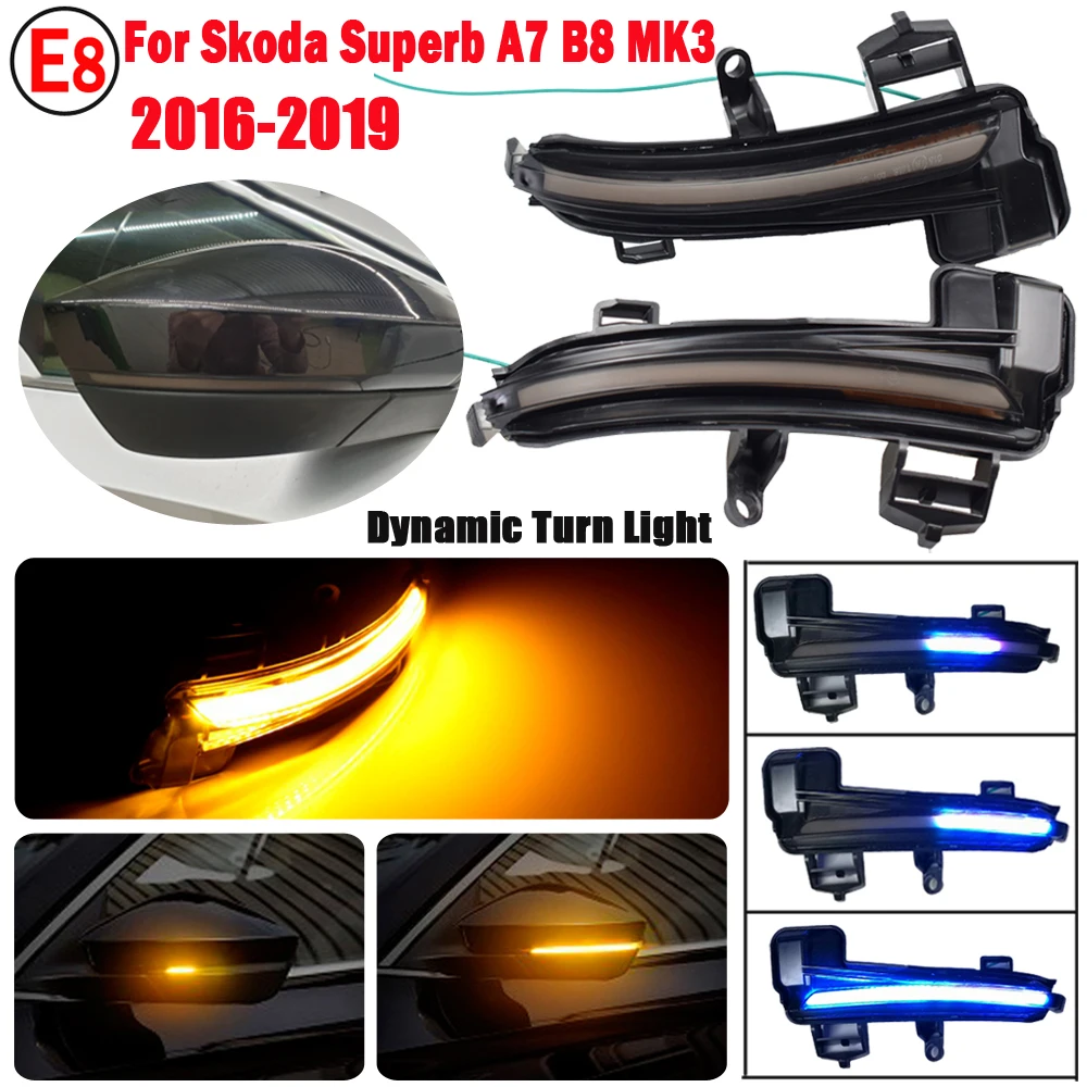 

LED Dynamic Turn Signal Light Side Mirror Indicator Blinker Sequential flasher For Skoda Superb A7 MK3 B8 2016 2017 2018 2019