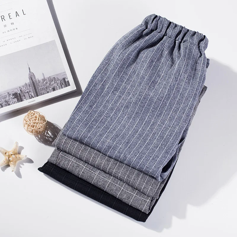 

Cotton Linen Autumn Summer Office Lady Casual Spring Plaid Harem Pants Women Fashion Female Basic Trousers Elegant Pants 2021