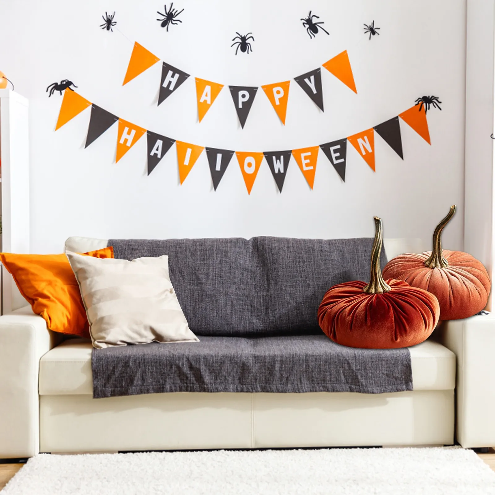 1Pcs Handmade Velvet Pumpkins Decor Super Soft Stuffed Pumpkin With Exquisite Halloween Holiday Diy Подарок На Хэлло | Дом и сад