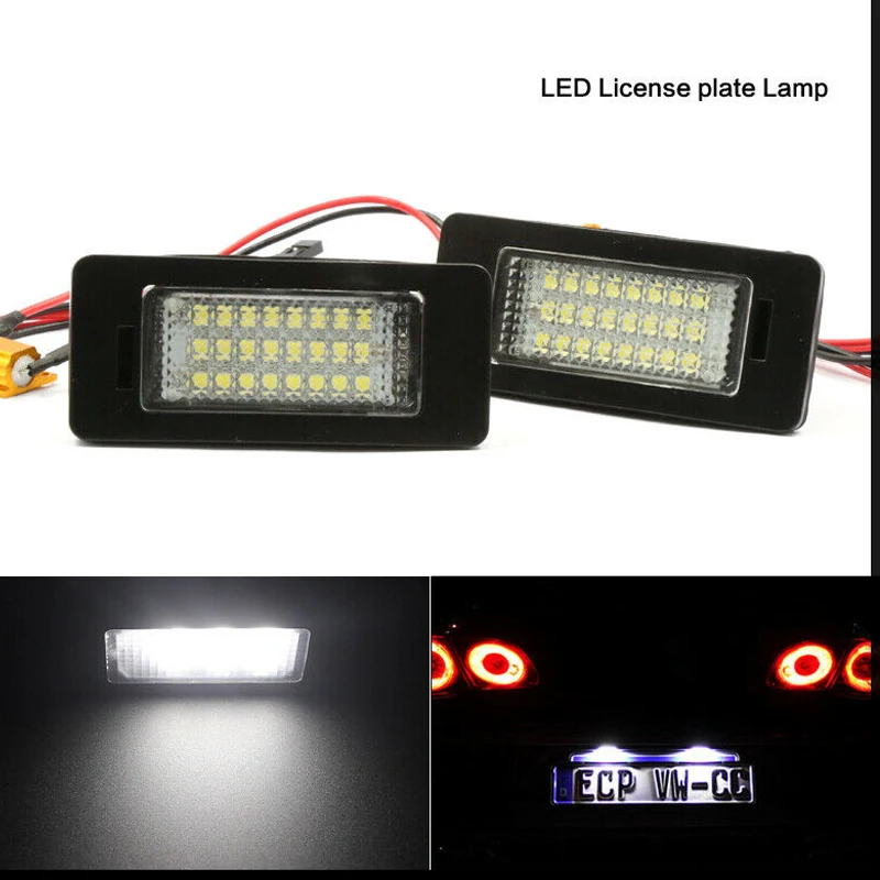 

Pairs White Car LED Number License Plate Lights lamp 12V with canbus wire for -Audi A1 A4 A5 Q5 TT Error Free