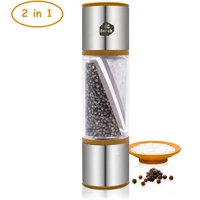 2 in 1 salt and pepper grinder set premium stainless steel salt and pepper shakers handheld sea salt ginder pepper grinder