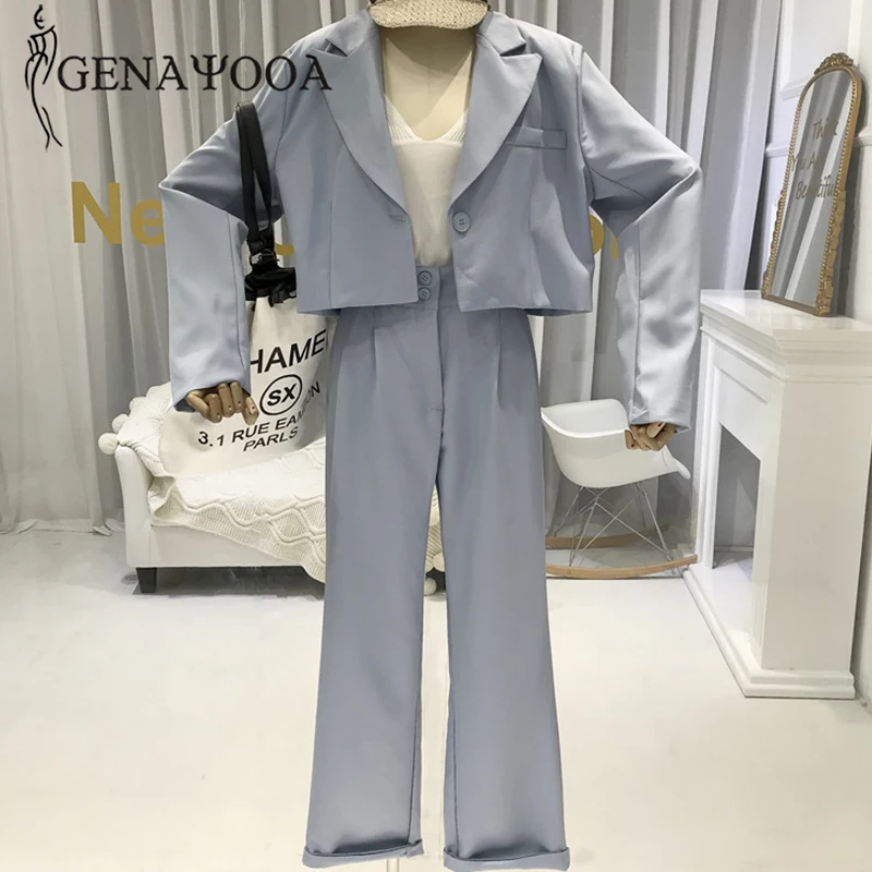 Женский офисный костюм genayoa элегантный из двух предметов топ и штаны с длинным