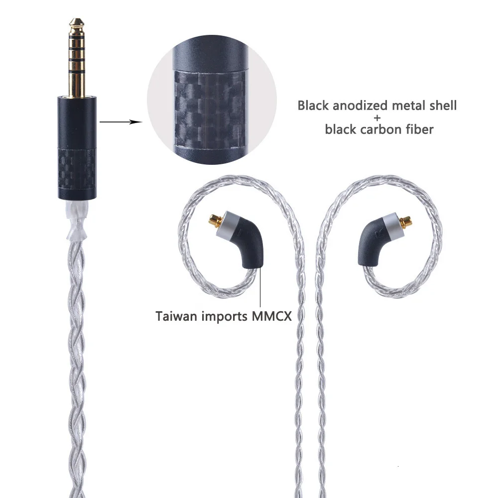 UPOCC Litz 28AWG 7N одиночный Кристальный Медный Серебряный кабель 2,5/3,5/4,4 мм сбалансированный кабель для наушников с MMCX из Тайваня для HQ8 HQ10