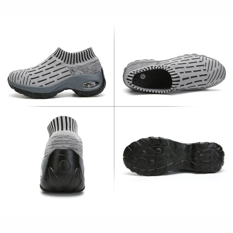 

EOFK Women Sneakers Wedge Platform Comfortable Breathe Mesh Trainers Slip-On Footwear Ladies Shoes