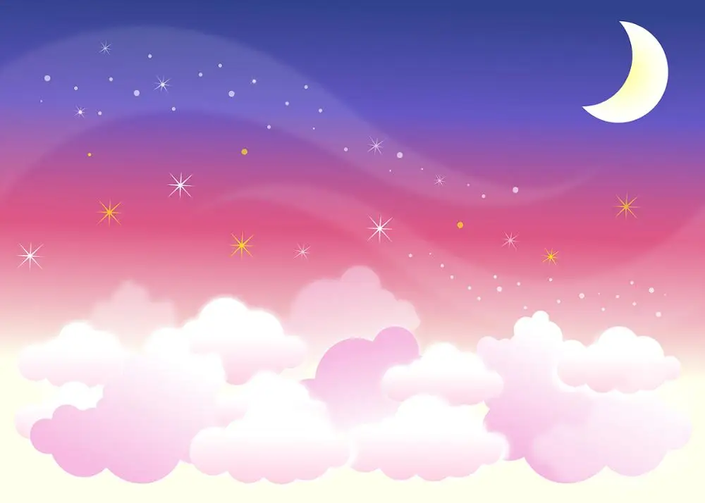 

Photography Backdrops Photocall Cartoon Birthday Photo Background Cloud Sky Shiny Stars moon Newborn Party Banner Supplies