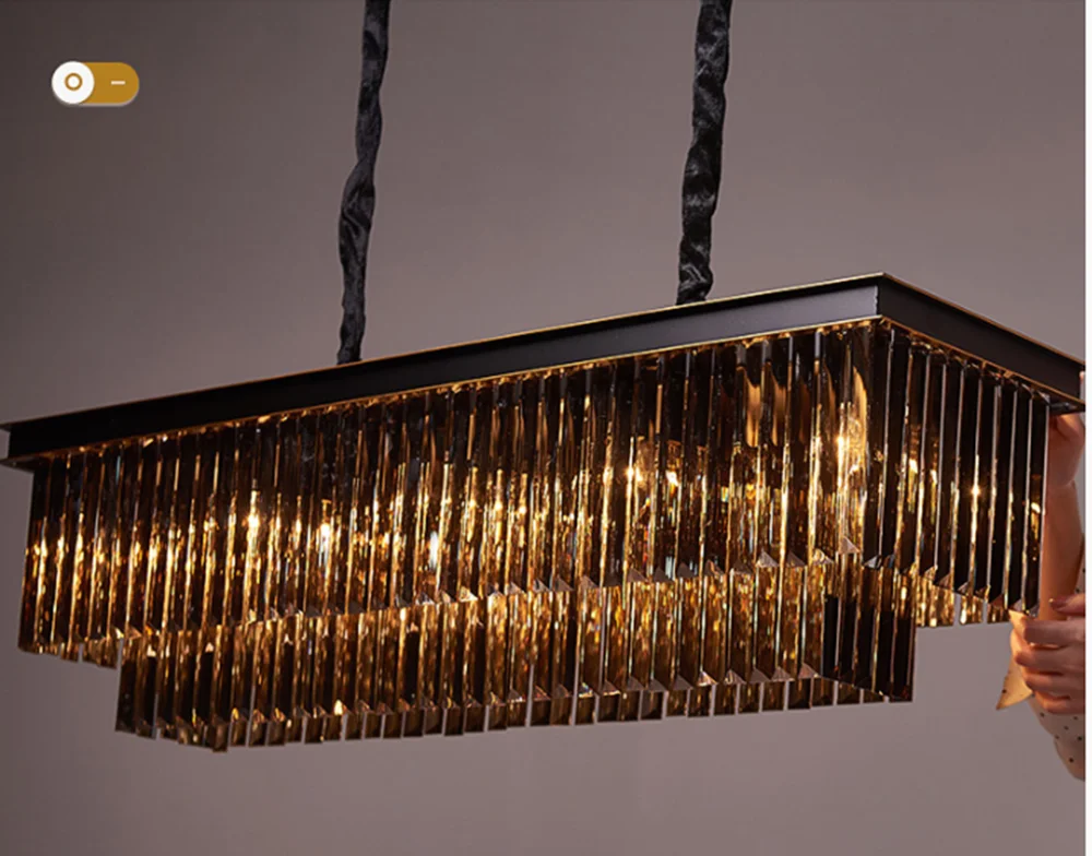 Черная хрустальная люстра светильник ing прямоугольник современный обеденный