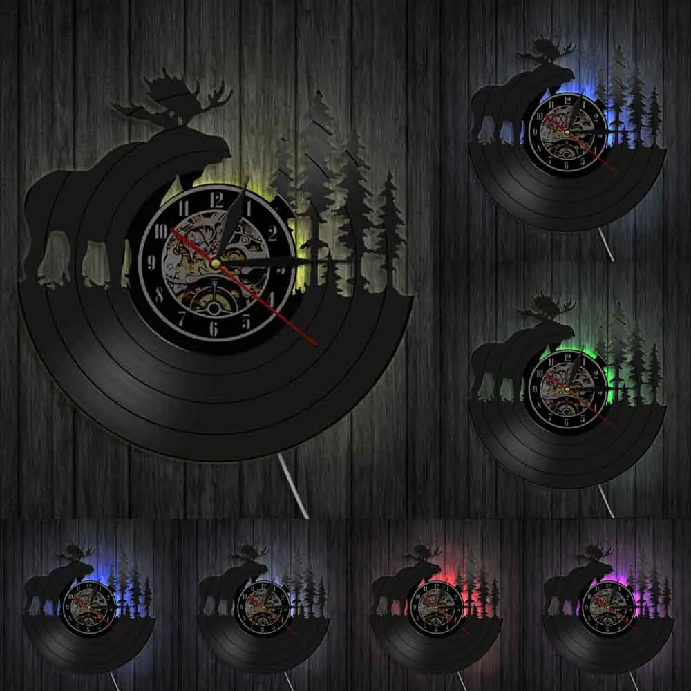 Настенные часы с изображением леса дикой природы оленя современный дизайн