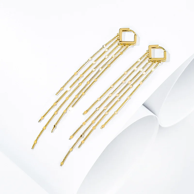 

Fashion Temperament Long Tassels Exaggerated Earrings Simple And Elegant Tassel Element Korean Earrings Wholesale Jewelry