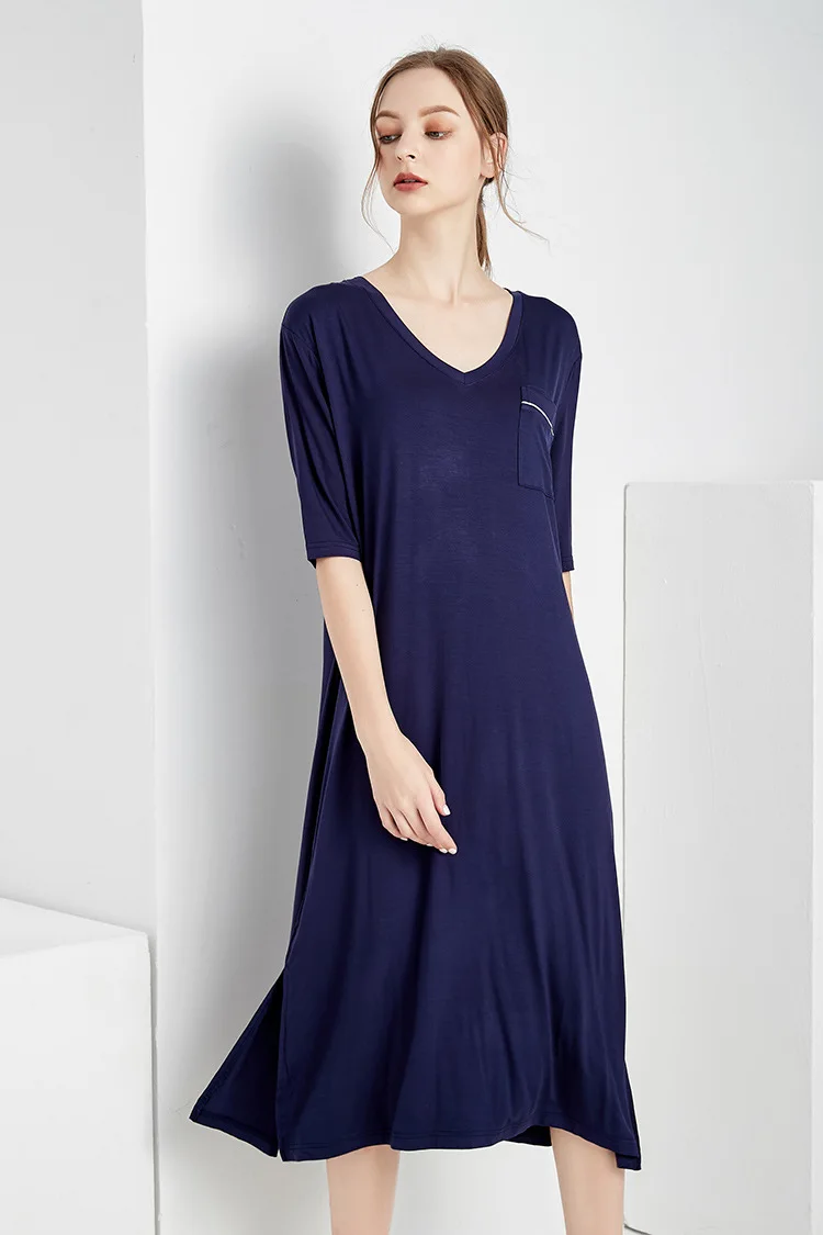 Summer Sexy Modal Short Sleeve Women's Nightdress Add Fat MM Nightwear Leisure Home Dress Long Skirt Sleepwear Women Nightgown
