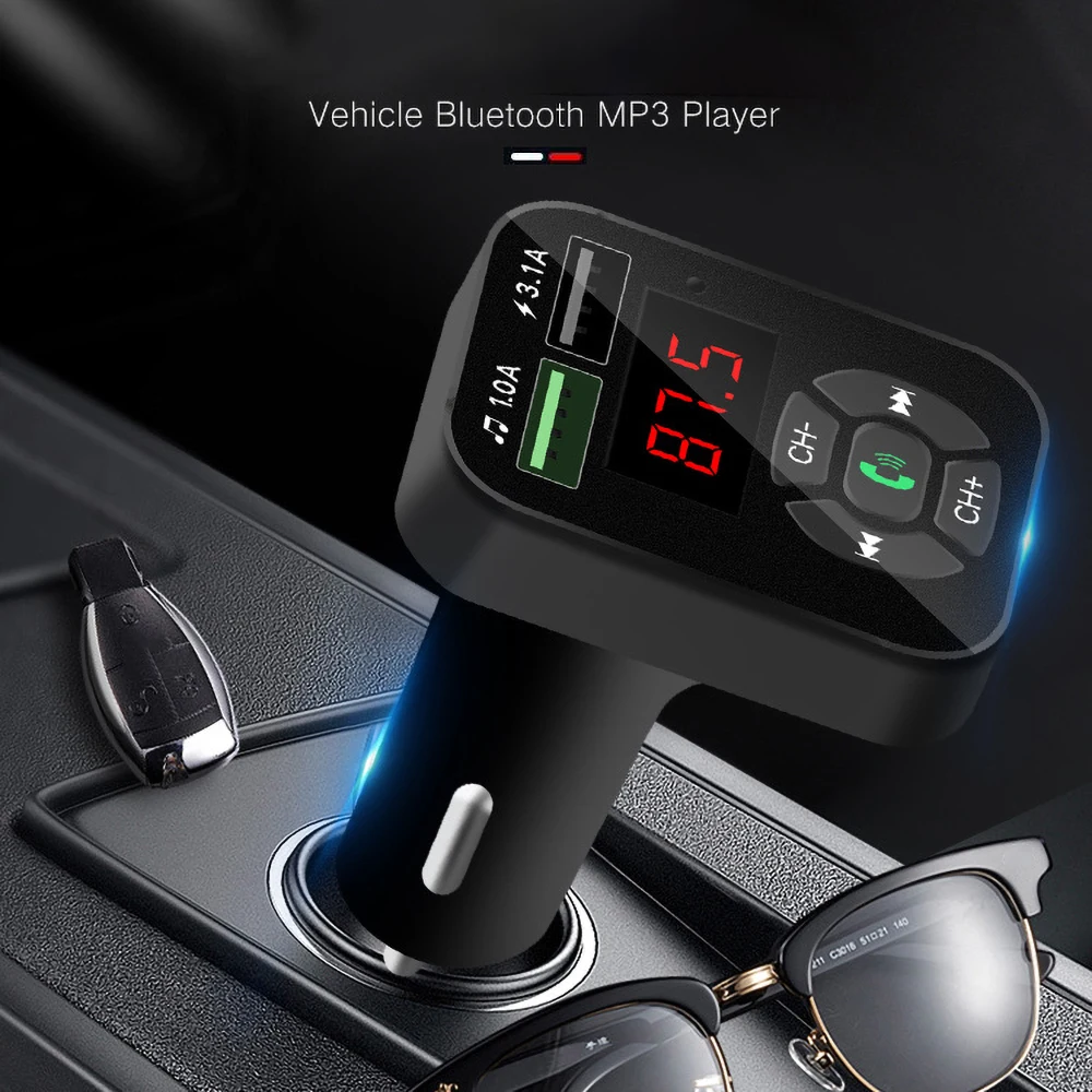 USB Car Charger 3.1A Quick Charge Bluetooth Handsfree Kit FM Transmitter Aux Modulator Audio MP3 Player Adapter | Мобильные телефоны