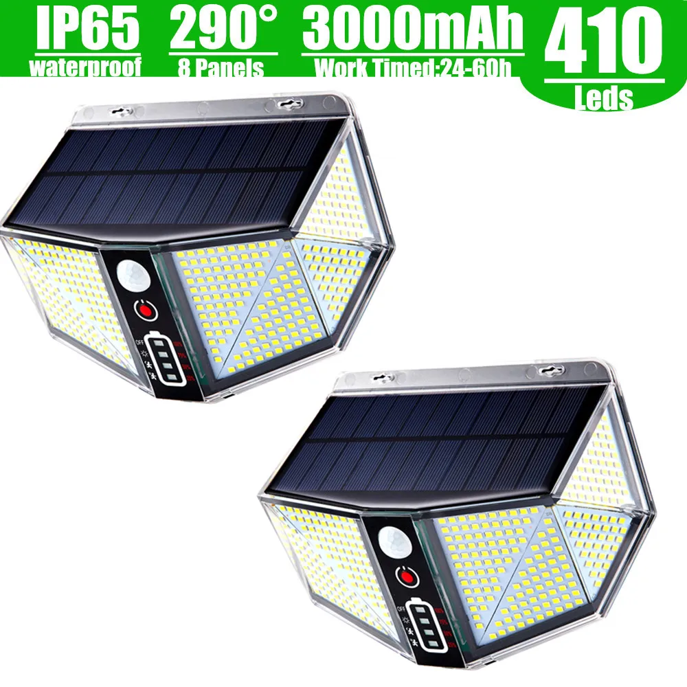 

2pcs 410 LED Solar Light Outdoor Solar Lamp Powered Sunlight Waterproof PIR Motion Sensor Light for Garden Decoration