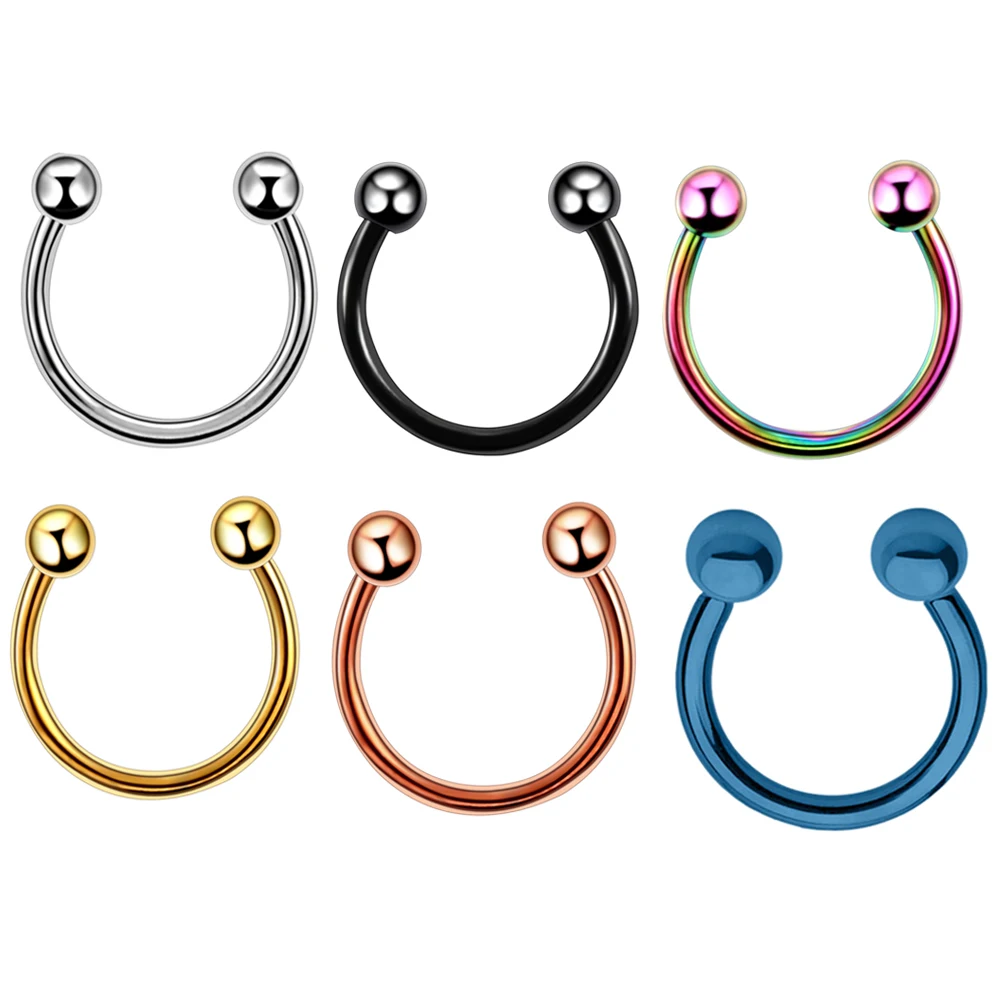 

1pc Tiatnium Anodized Circular Barbell Circular Barbell Horseshoe Ring Nose Hoop Ear Cartilage Tragus Piercing Labret Ring 16g