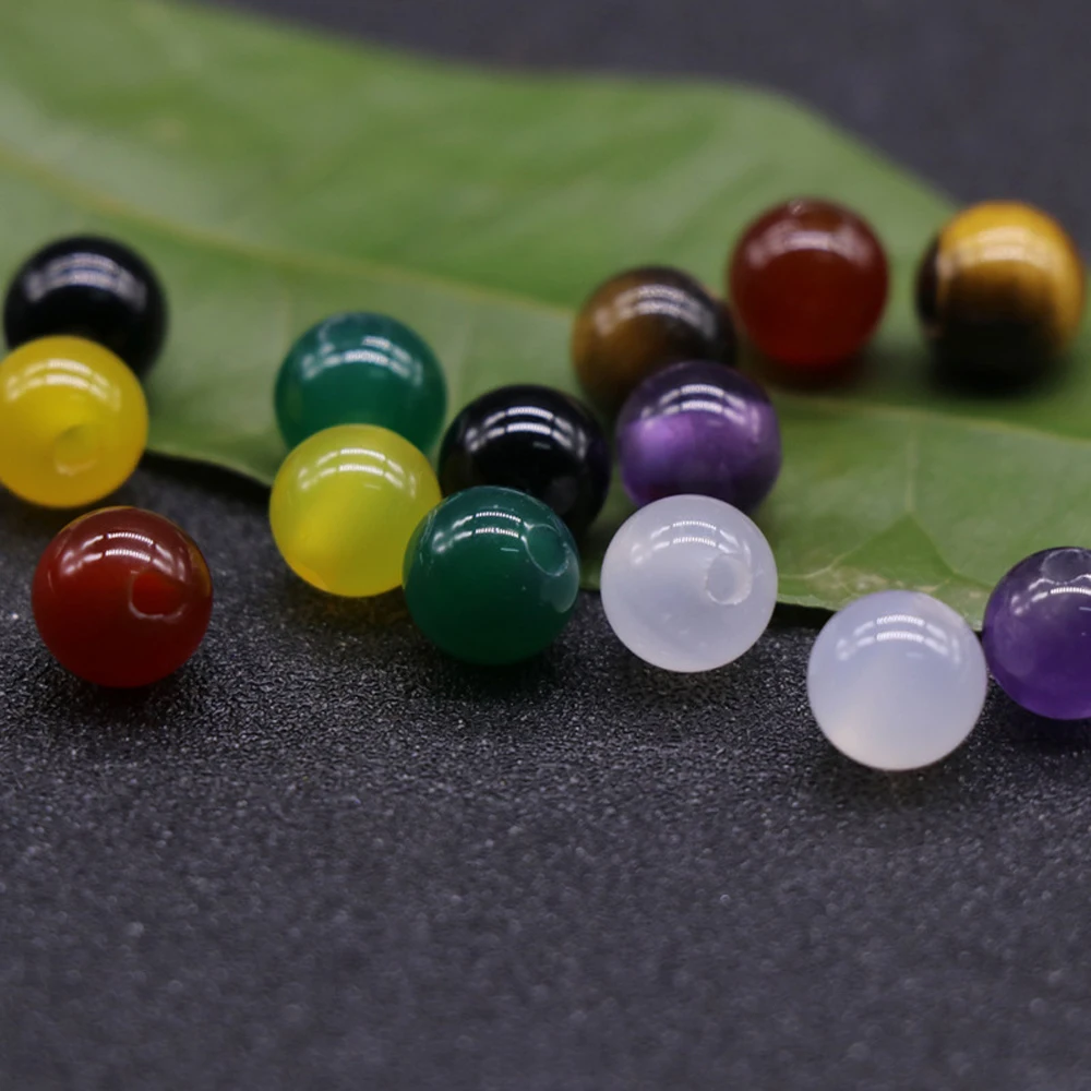 

10pcs Natural Agates Amethysts Rose Quartzs Stone Loose Spacer Bead Lot for Bracelet Necklace Jewelry Making Size 8mm Hole 2mm