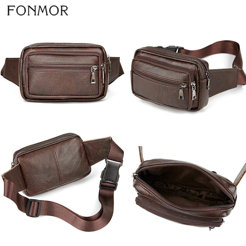 Поясная Сумка из натуральной кожи для мужчин многофункциональная забавная