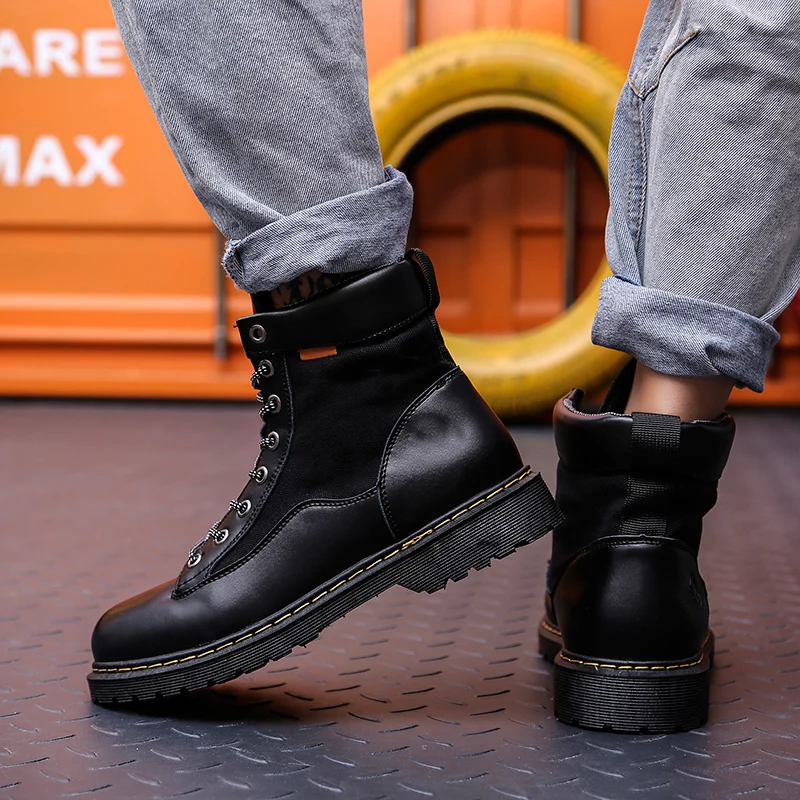 

Platform Outdoor Shoes Men Boots High Ankle Boots for Men Male Round Toe Cowboy Boots Men Casual Shoes Spring/Autumn Shoes Man