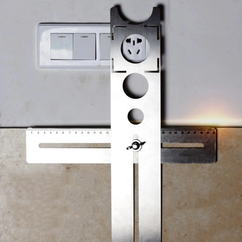 

Stainless Steel Hole Locator Drilling Guide Finder Position Ruler Puncher