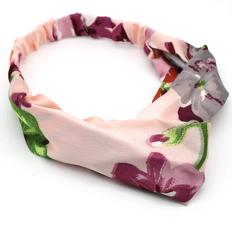 Flower headband В Корейском стиле,, полосатая ткань повязка Крест из мягкого хлопка 1 шт. бант повязка на волосы "тюрбан" удобная повязка на голову; резинка для волос аксессуары - Цвет: Flower headband