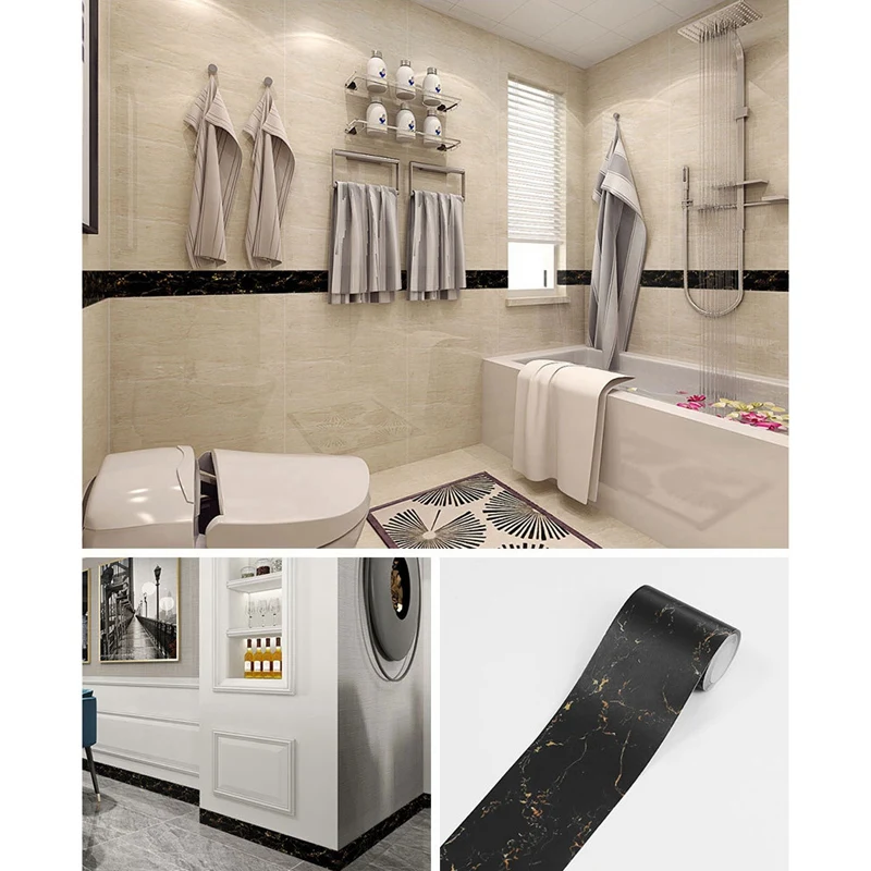 Мраморная линия талии DIY декоративные наклейки ПВХ водонепроницаемые