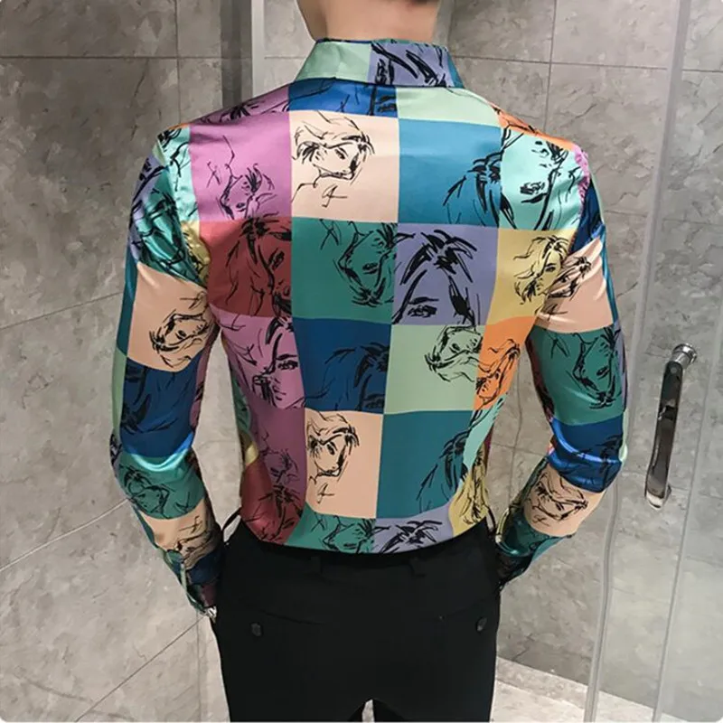 Рубашка мужская с длинным рукавом из чистого хлопка приталенная