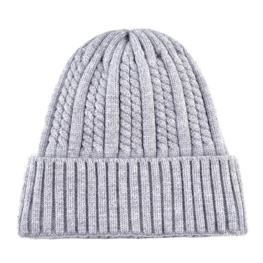 Сплошной цвет фуражки женский шерстяной вязаный skullies женская зимняя шапка