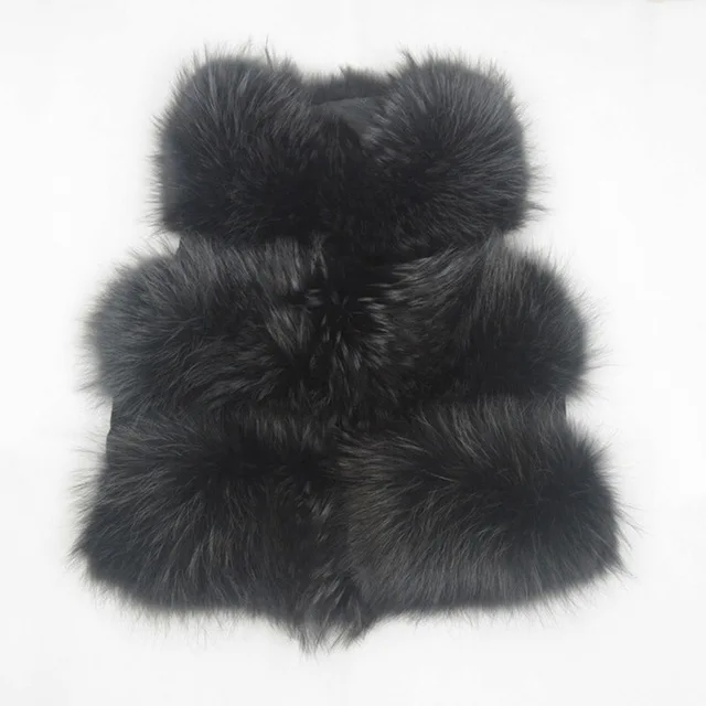 Black JKKFURS Модный стильный женский жилет из натурального меха енота Зимний толстый теплый модный жилет 3 ряда S1150B - Цвет: Black