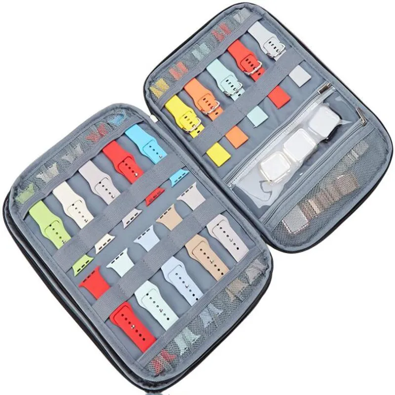 

Single Layer Watch Box Multifunction Portable Organizer Case for Apple Watch Strap Band Carrying 15-20Pcs Band Watch Storage Bag