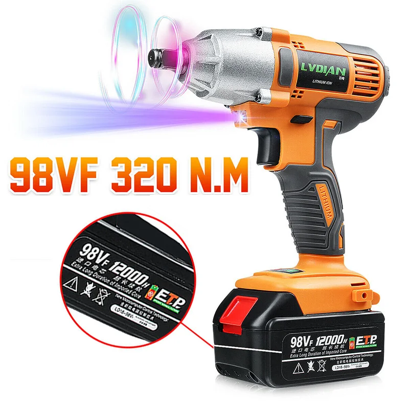 

320nm 1/4 In Electric Impact Wrench Brushless Cordless Rechargeable Spanner Power Tool Compatible With Makita 1 Battery 1 Charge