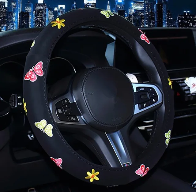 Для женщин вышитые универсальный чехол рулевого колеса автомобиля 4 Стиль Божья