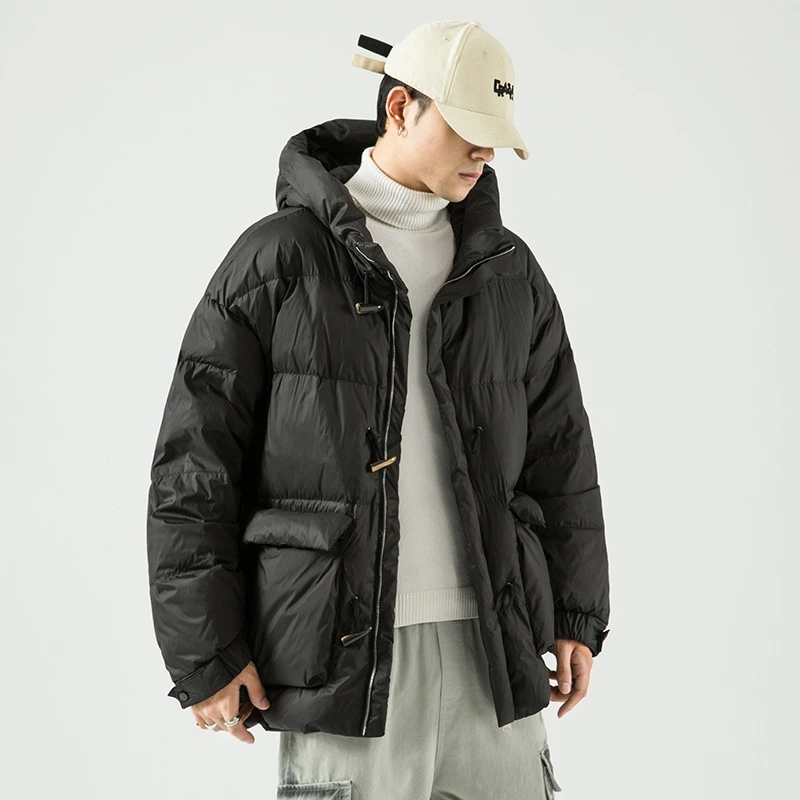 

Down Winter Jacket for Men Fashion Warm Male Down Parkas with Hat Men's Down Coat Oversize Men Clothing 2021