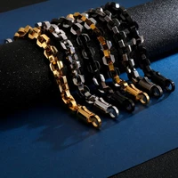 10mm mens hiphop black s gold stainless steel checkered rhombus motorcycle accessories mens bracelet
