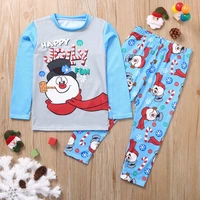 parent child outfit family christmas pajamas snowman deer adult kids suit cartoon printed homewear family matching clothes