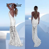 2020 sexy sequined party dress robe de slash neck sleeveless backless flower hollow lace long robe off shoulder party dress