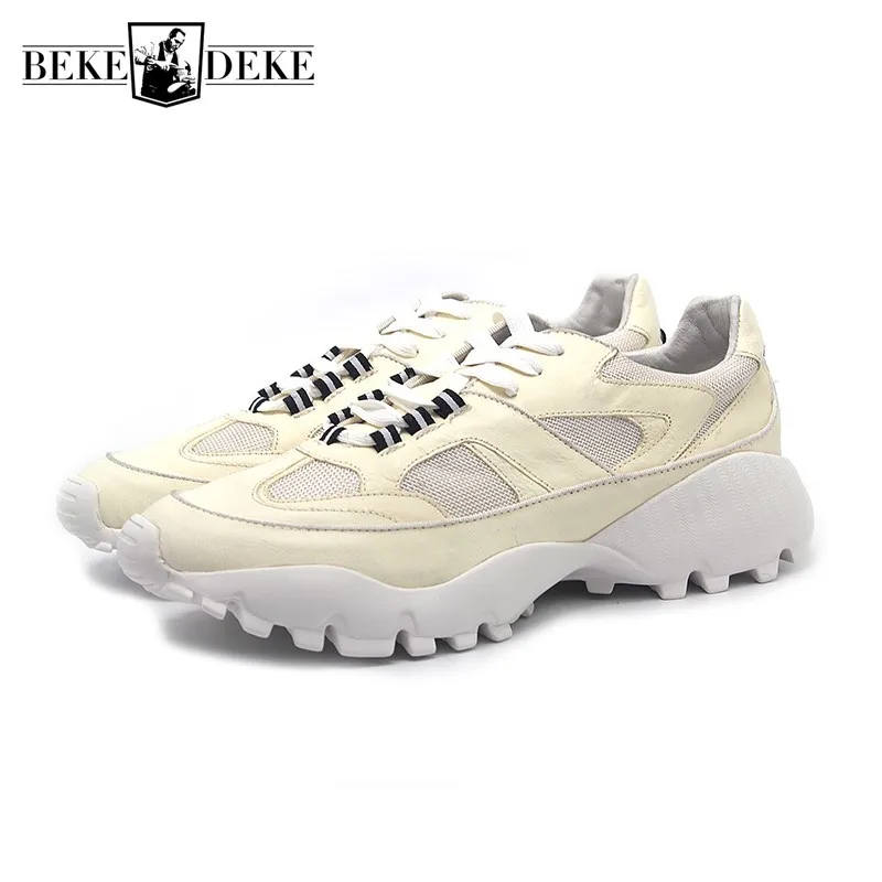 Мужская обувь белые кроссовки удобная Уличная из натуральной коровьей кожи