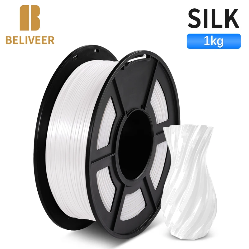 

Шелковый материал для 3D-принтера, 1,75 мм, Подарочный Материал «сделай сам» для FDM 3D-принтера, ручка для 3d-печати, 1 кг, 100% нулевых пузырей, BELIVEER 3D