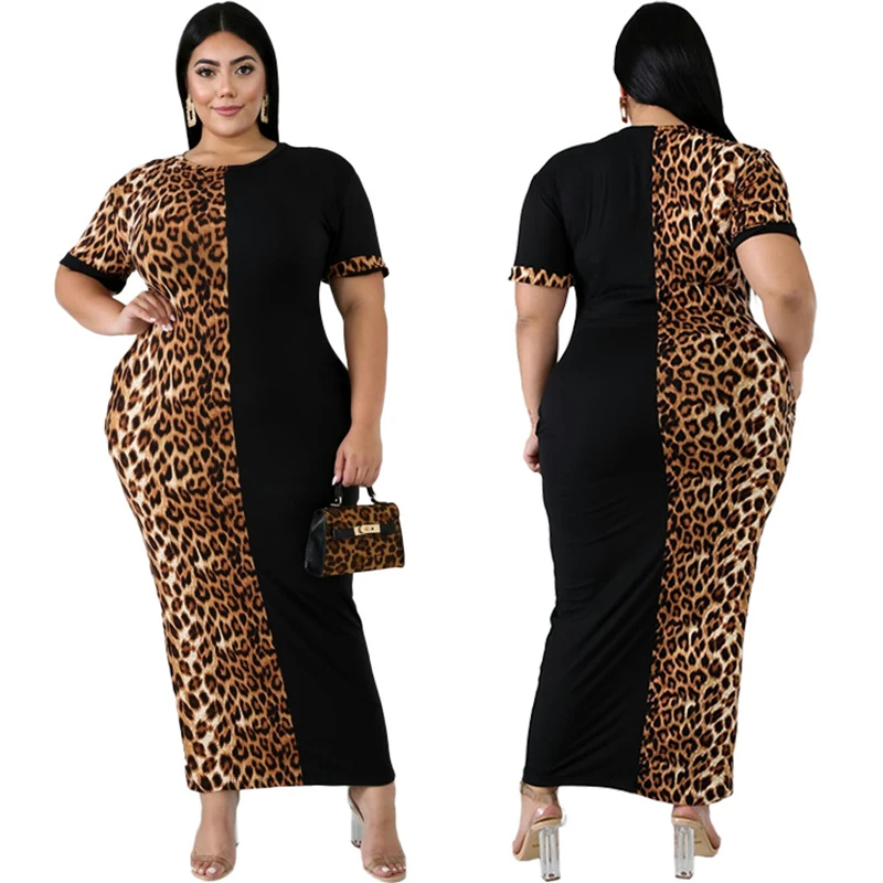 Летнее женское платье с круглым вырезом и коротким рукавом высокой талией