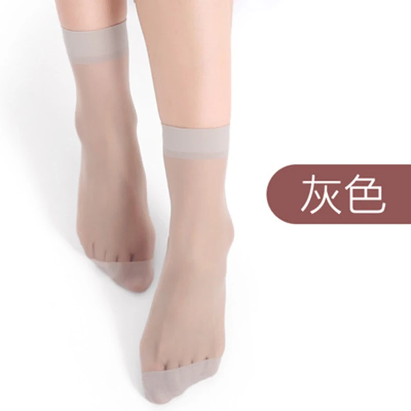 Short Transparent 5D Crystal Silk Thin Section Breathable Nylon Socks Summer Solid Color Short Tube Sweat-absorbent Ladies Socks