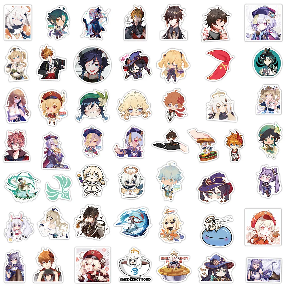 103050100 pcs anime game genshin impact stickers graffiti cartoon decals car bike guitar phone laptop cute sticker for kids free global shipping