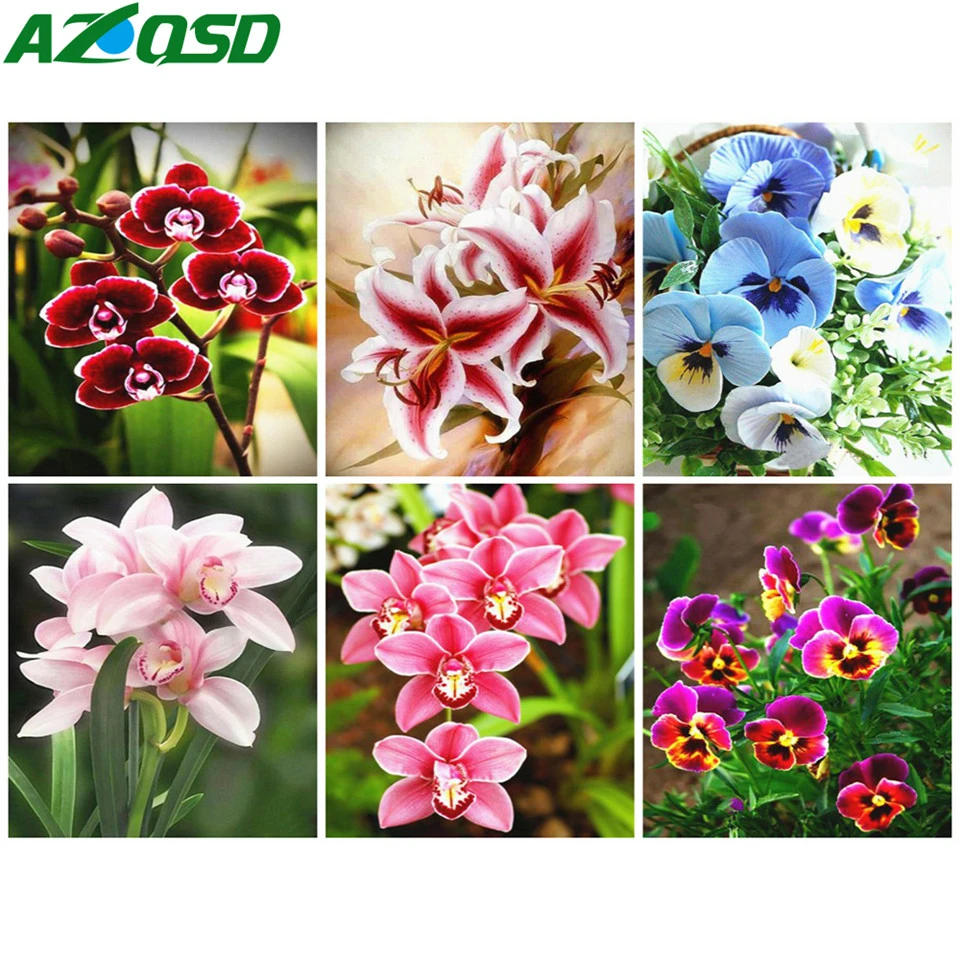 AZQSD алмазная вышивка цветок рукоделие крестом мозаика полная выкладка картины стразами декор для
