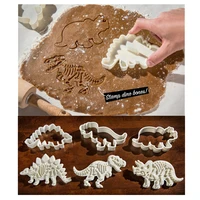 3pcs dinosaur cookies cutter mold dinosaur biscuit embossing mould sugar craft dessert baking silicone mold for sop