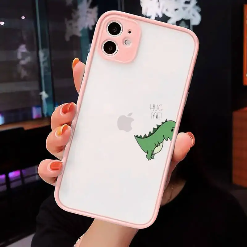 

Cute animal dinosaur Phone Cases Matte Transparent For iPhone 12 Mini 11 Pro XR XS Max 7 8 Plus