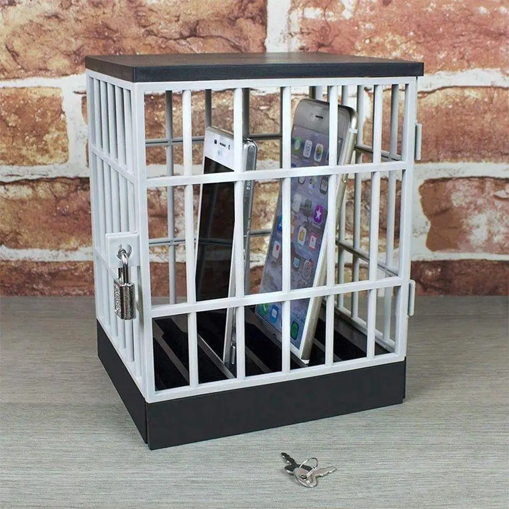 

Mobile Phone Jail Cell Prison Lock Up Safe Smartphone Home Table Office Gadget Storage Organizer Organizador Cosmetic Organizer