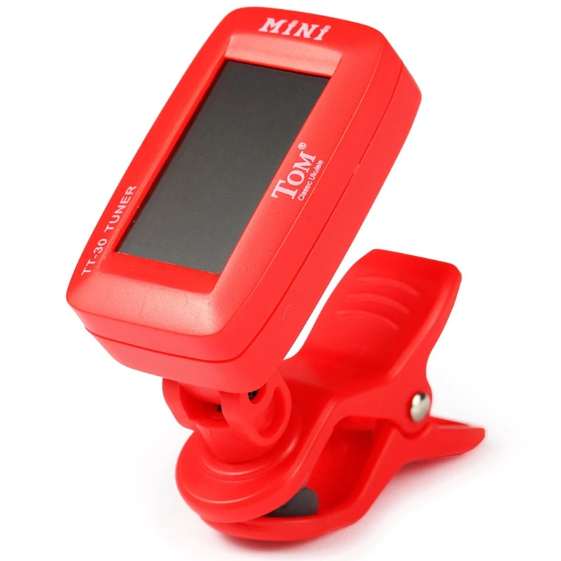 

TOM Clip On тюнер для всех инструментов укулеле бас-гитара, мандолинист скрипка банджо большой прозрачный ЖК-дисплей для гитарного тюнера