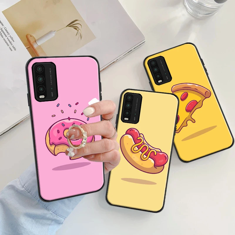 

Cute Food Doughnut Ice cream Hamburger Phone Case For Xiaomi Redmi 9 9i 9AT 9T 9A 9C Note 99T 9S 9 Pro Max Cover Fundas Coque