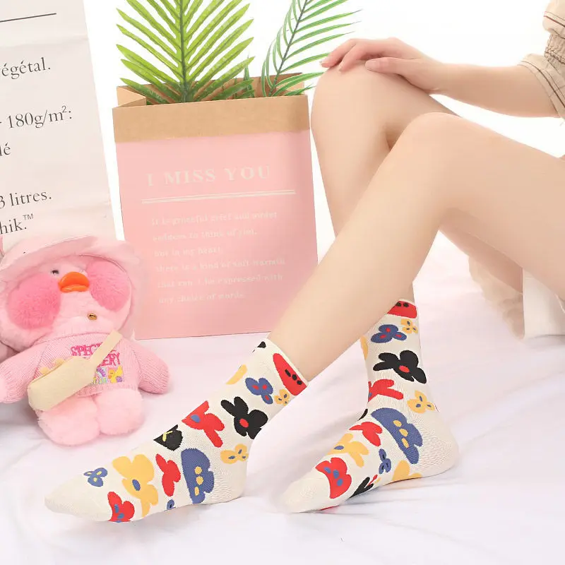 Sfree 6Pairs Cute Japanese Socks Female Ins Tide Summer Thin Non-Slip Invisible Socks Net Red Super Hot Student Cartoon