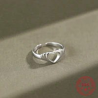 100 925 sterling silver ring simplicity personality hollow heart shaped temperament for women jewelry suitable for gifts