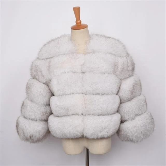 50cm sleeves Новинка, Женское зимнее пальто из натурального меха, куртка из натурального меха с отложным воротником, роскошное пальто FC-268 - Цвет: 50cm sleeves