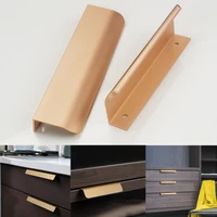 new simple aluminum alloy invisible cabinets handle kitchen furniture cabinet drawer door room arc edge handle accessories