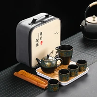 ceramic kungfu tea set portable travel teaset with teapot tea pot saucer travel bag suitable for travel family outdoor teaware